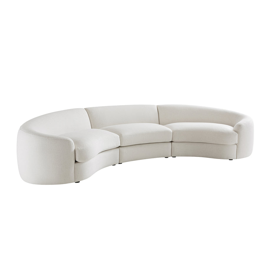 Rubens Beige Linen Blend 3-Piece Curved Modular Sofa - daals