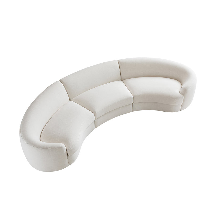 Rubens Beige Linen Blend 3-Piece Curved Modular Sofa - daals