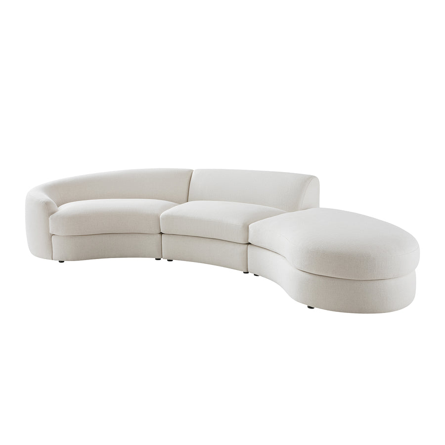 Rubens Beige Linen 3-Piece Right Chaise Modular Sofa - daals