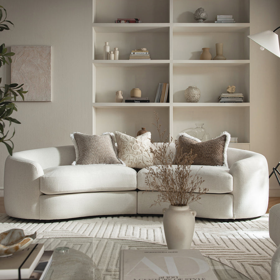 Rubens Beige Linen Blend 2-Piece Curved Modular Sofa - daals