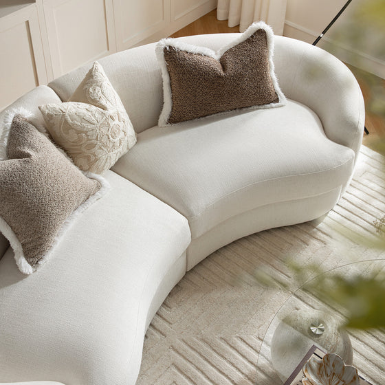 Rubens Beige Linen Blend 2-Piece Curved Modular Sofa