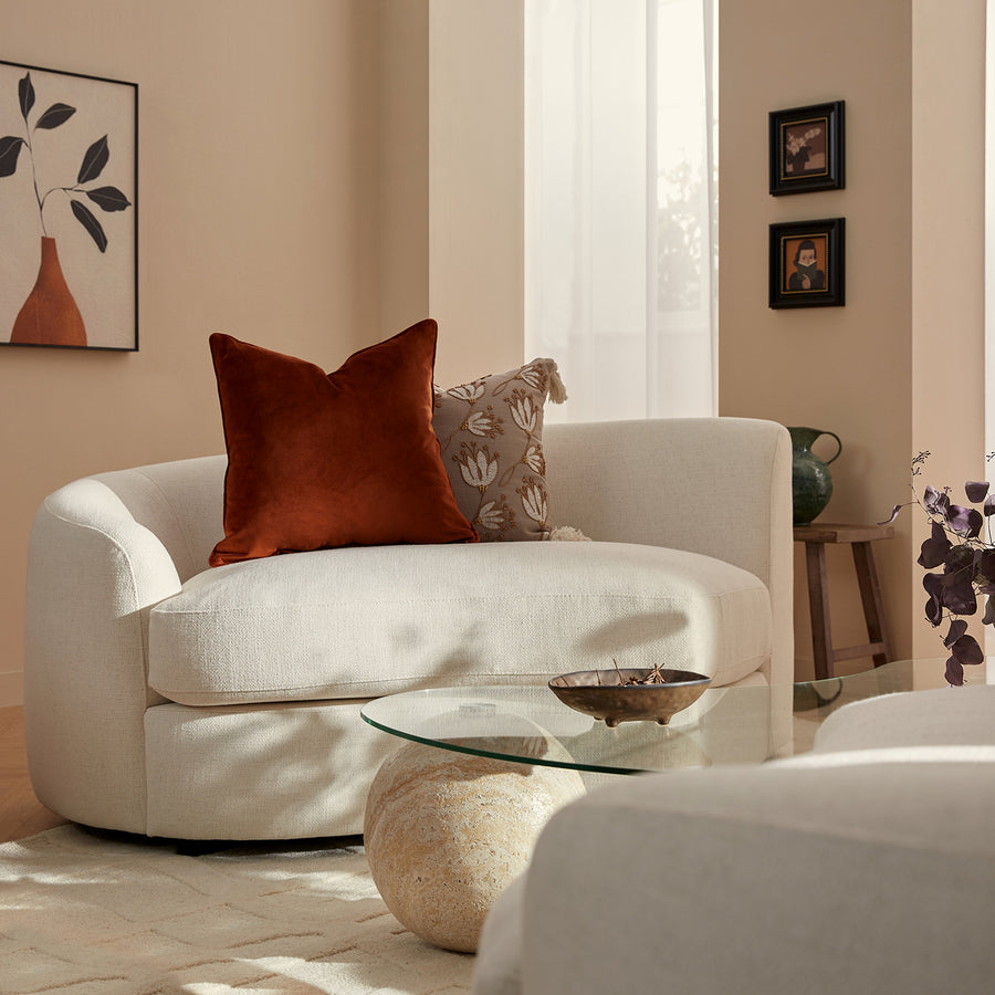 Rubens Beige Linen Blend Modular Sofa, Left Arm Seat - daals