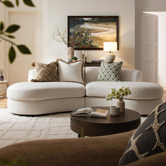 Rubens Beige Linen Blend 2-Piece Armless Modular Sofa