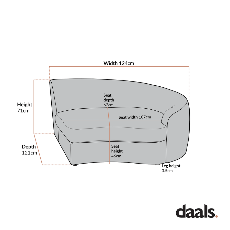 Rubens Beige Linen Blend Modular Sofa, Right Arm Seat - daals
