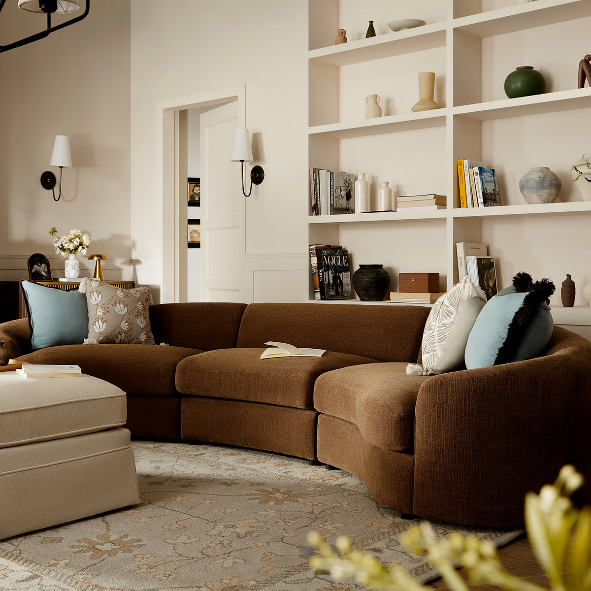 Rubens Tobacco Weave Curved Modular Sofa