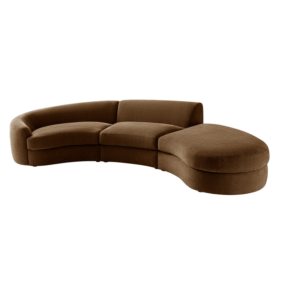 Rubens Tobacco Weave 3-Piece Right Chaise Modular Sofa - daals