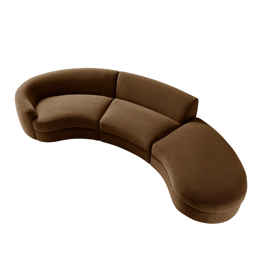 Rubens Tobacco Weave 3-Piece Right Chaise Modular Sofa - daals