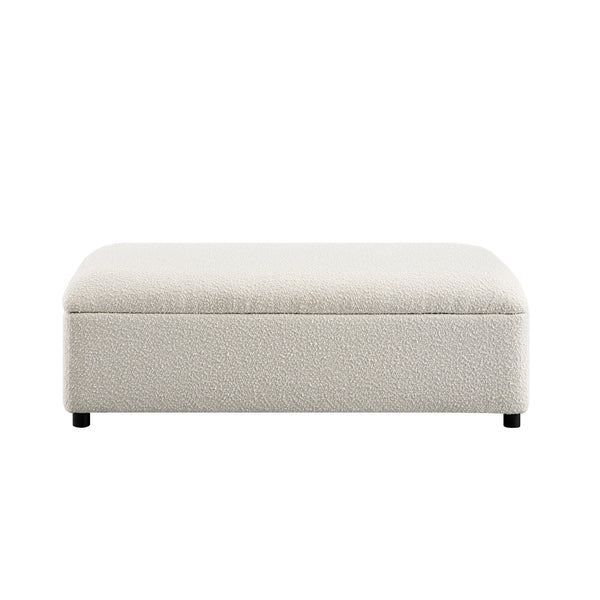 Magda Fold-Out Small Double Bed in an Ottoman, Beige Boucle