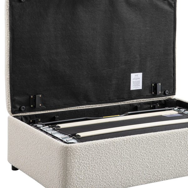 Magda Fold-Out Small Double Bed in an Ottoman, Beige Boucle