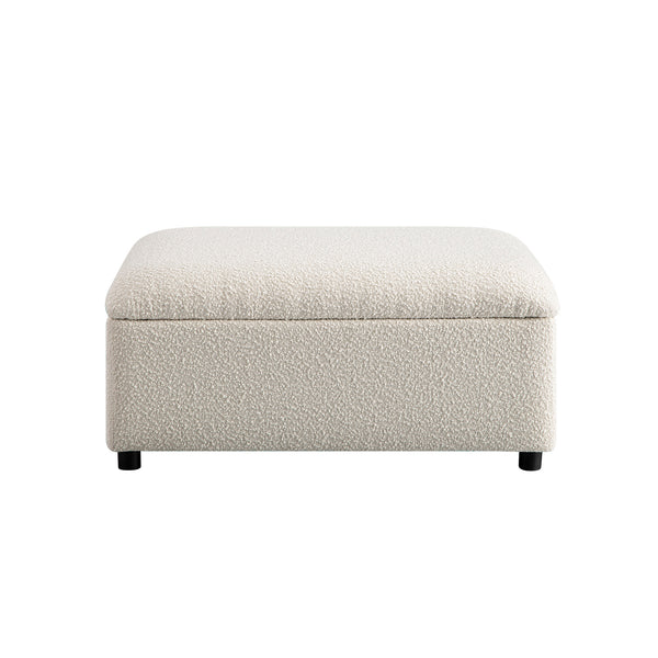 Magda Fold-Out Single Bed in an Ottoman, Beige Boucle