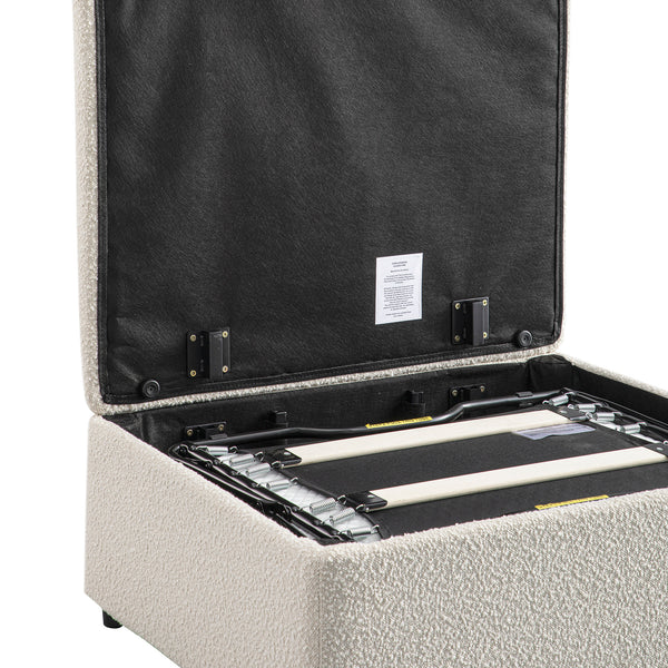 Magda Fold-Out Single Bed in an Ottoman, Beige Boucle