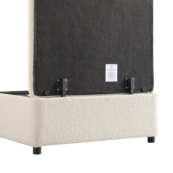 Magda Fold-Out Single Bed in an Ottoman, Beige Boucle