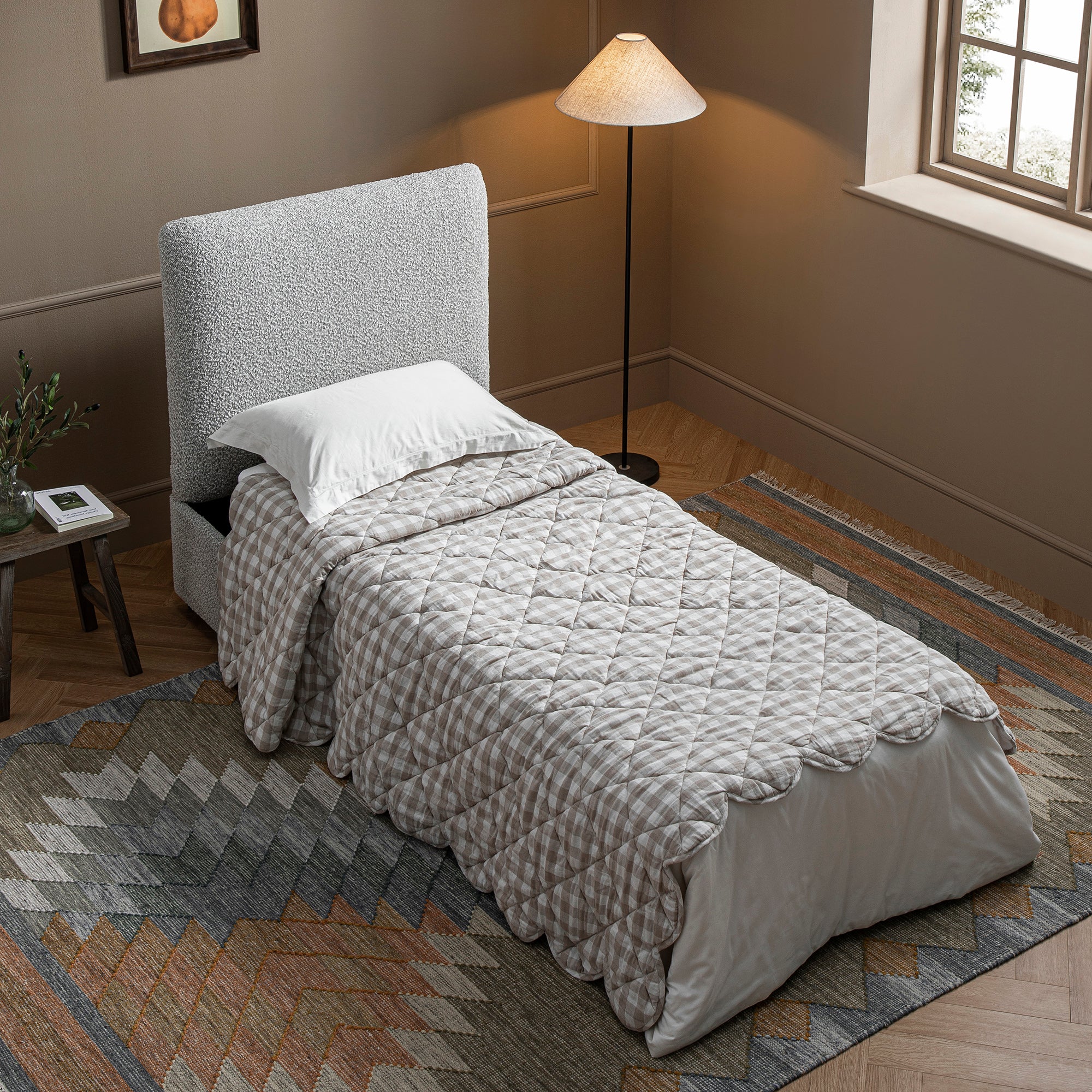 Magda Fold-Out Single Bed in an Ottoman, Mist Grey Boucle