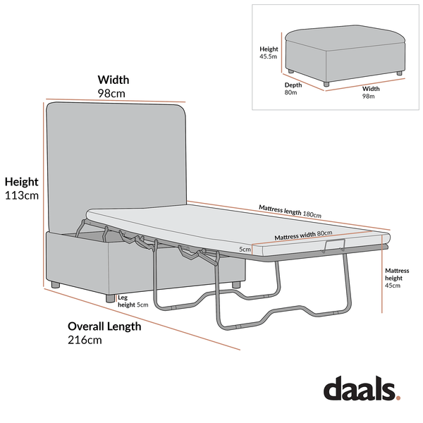 Magda Fold-Out Single Bed in an Ottoman, Beige Boucle