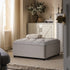 Portland Single Buttoned Fold - Out Bed in Ottoman, Beige Woven Fabric - daals