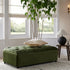 Portland Small Double Buttoned Fold - Out Bed in Ottoman, Moss Green Velvet - daals