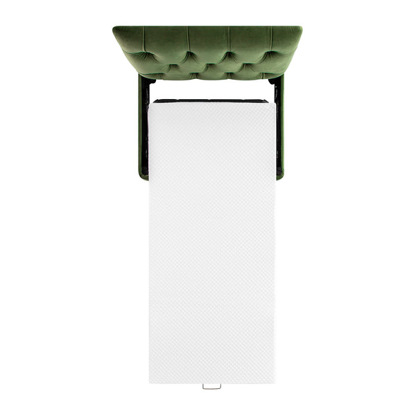 Portland Single Buttoned Fold-Out Bed in Ottoman, Moss Green Velvet