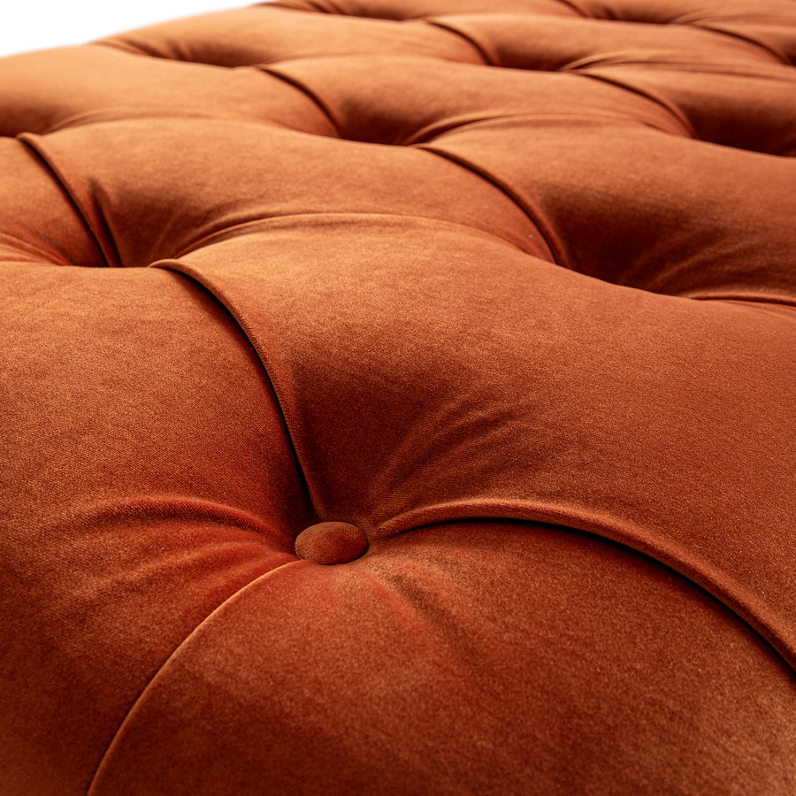 Portland Small Double Buttoned Fold-Out Bed in Ottoman, Rust Velvet