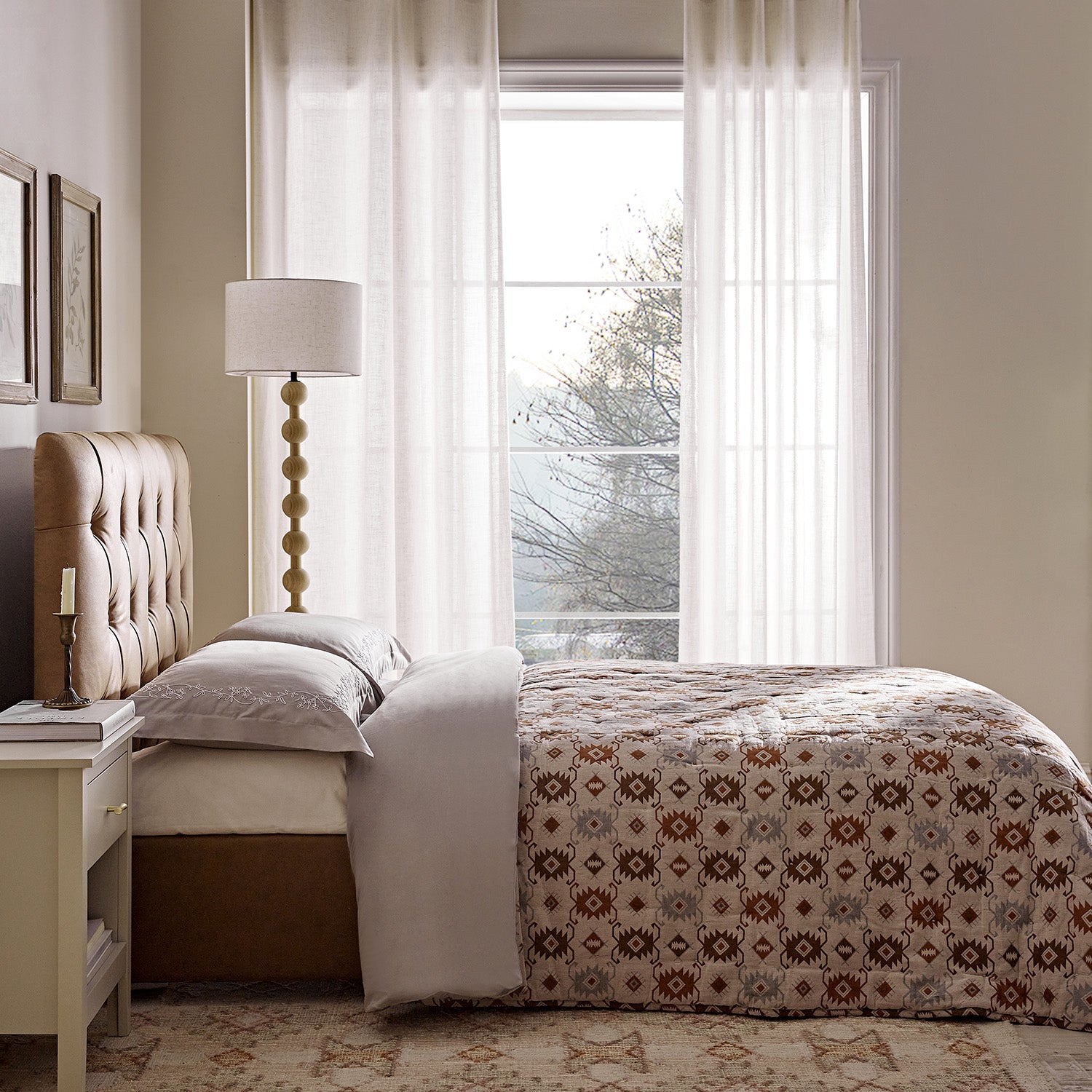 Portland Small Double Buttoned Fold-Out Bed in Ottoman, Tan Faux Suede