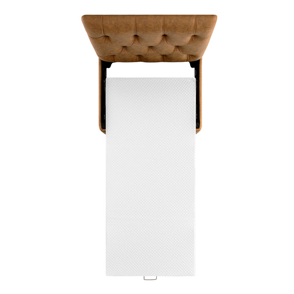 Portland Single Buttoned Fold-Out Bed in Ottoman, Tan Faux Suede