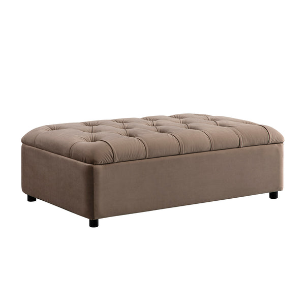 Portland Small Double Buttoned Fold-Out Bed in Ottoman, Mink Velvet