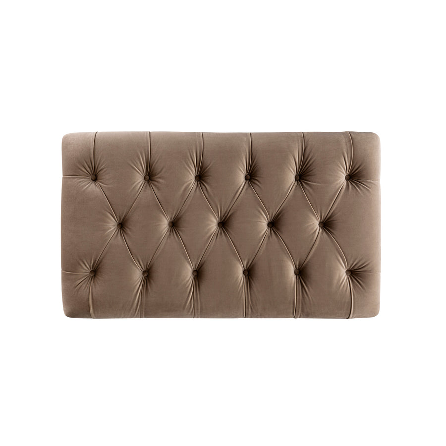 Portland Small Double Buttoned Fold-Out Bed in Ottoman, Mink Velvet