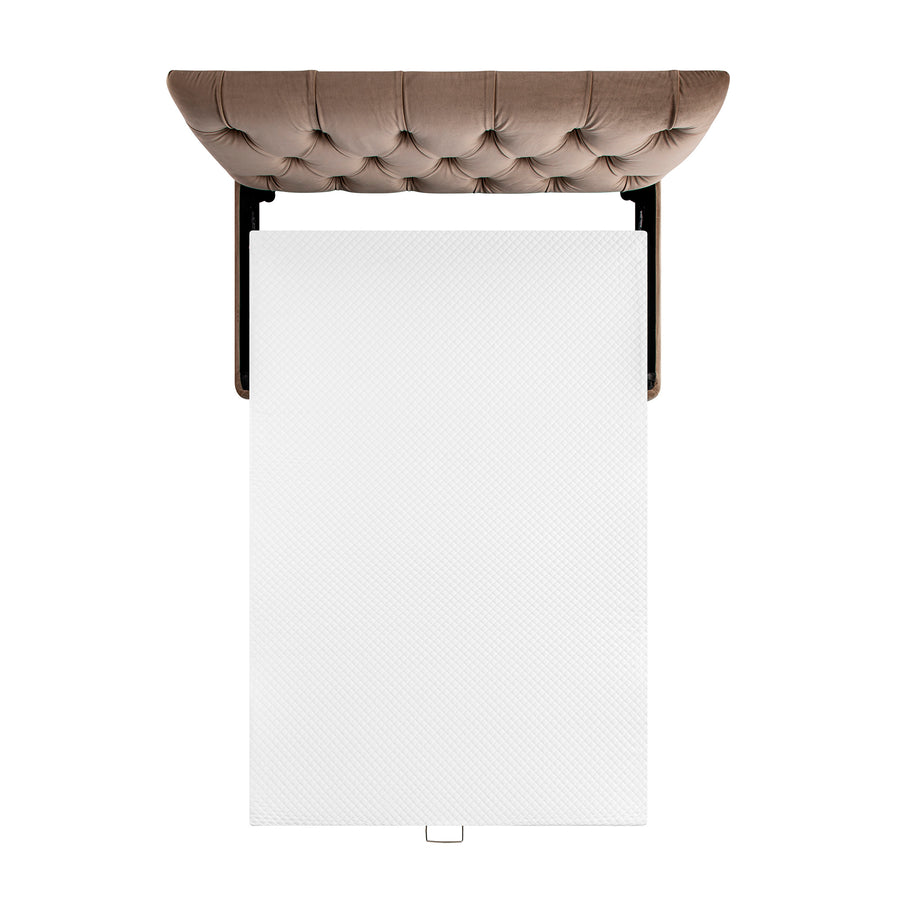 Portland Small Double Buttoned Fold-Out Bed in Ottoman, Mink Velvet