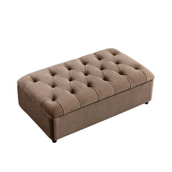 Portland Small Double Buttoned Fold-Out Bed in Ottoman, Mink Velvet