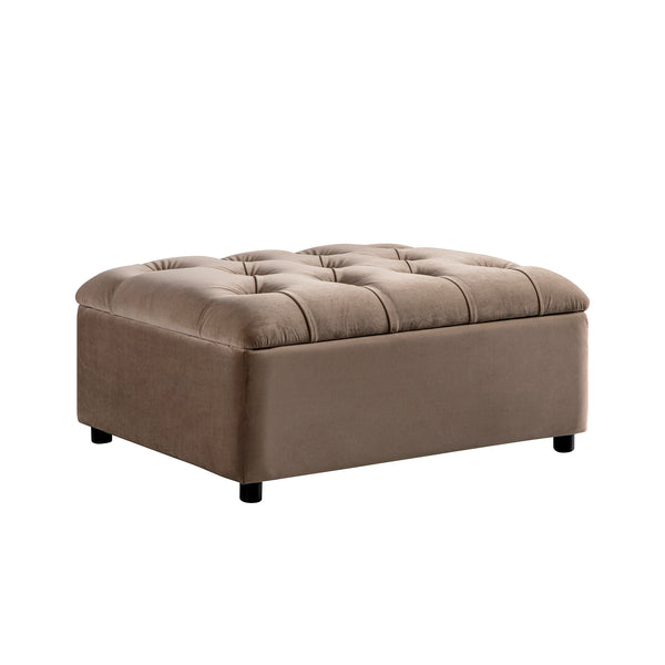 Portland Single Buttoned Fold - Out Bed in Ottoman, Mink Velvet - daals