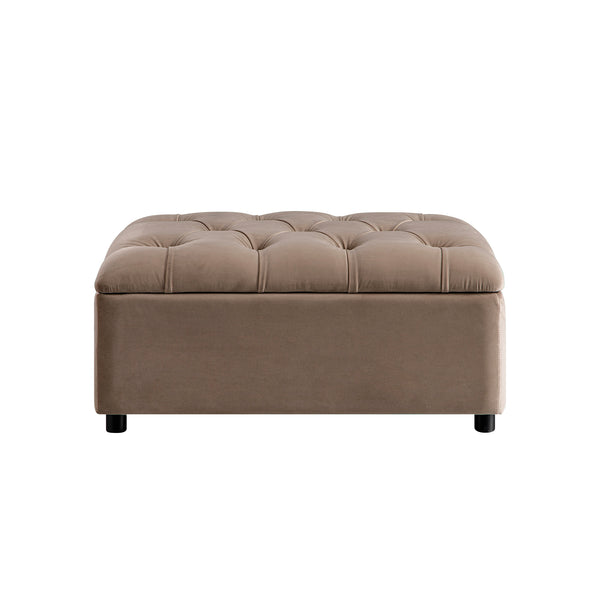 Portland Single Buttoned Fold - Out Bed in Ottoman, Mink Velvet - daals