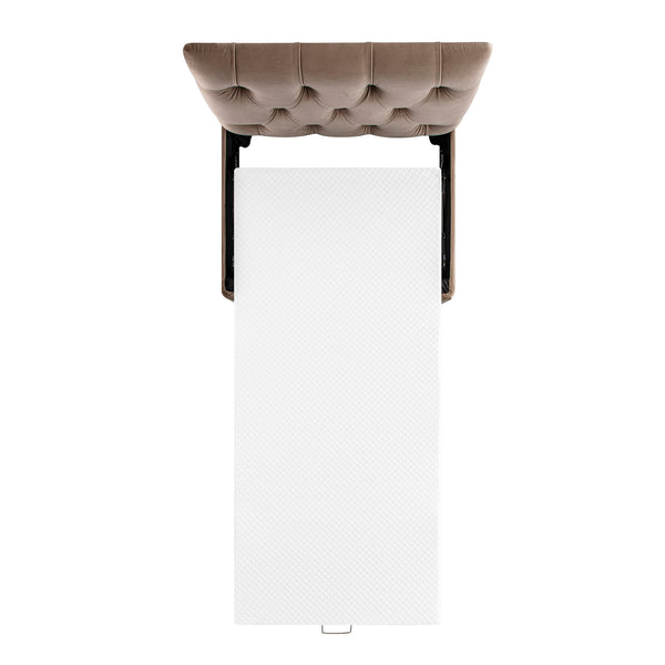 Portland Single Buttoned Fold - Out Bed in Ottoman, Mink Velvet - daals