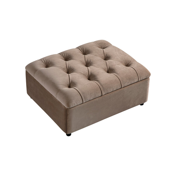 Portland Single Buttoned Fold - Out Bed in Ottoman, Mink Velvet - daals