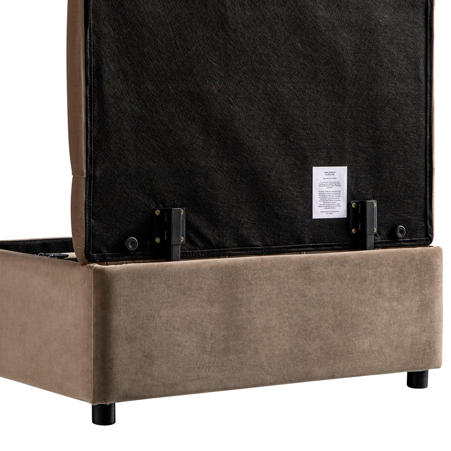 Portland Single Buttoned Fold-Out Bed in Ottoman, Mink Velvet