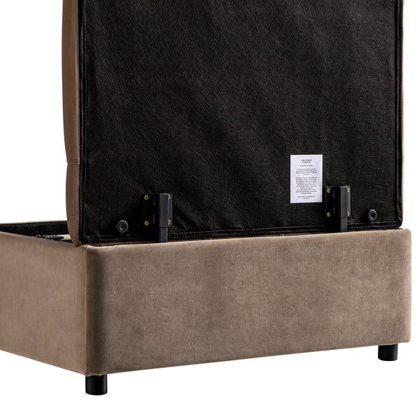 Portland Single Buttoned Fold - Out Bed in Ottoman, Mink Velvet - daals