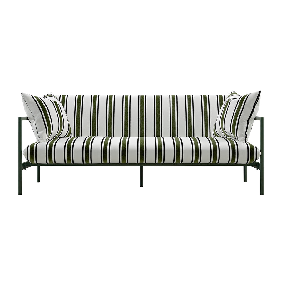 Linea Three Seater Sofa Bed, Forest Green Striped Chenille - daals