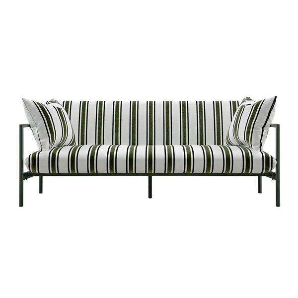 Linea Three Seater Sofa Bed, Forest Green Striped Chenille - daals