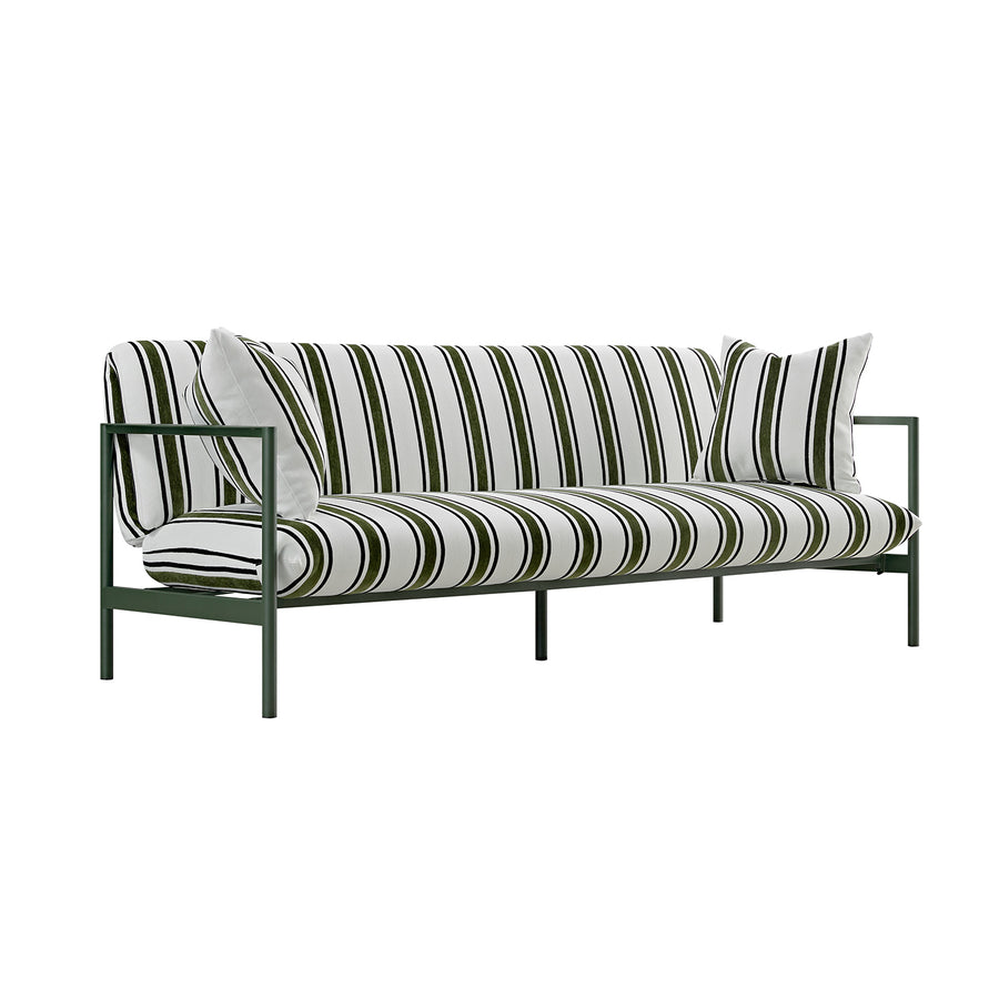 Linea Three Seater Sofa Bed, Forest Green Striped Chenille - daals