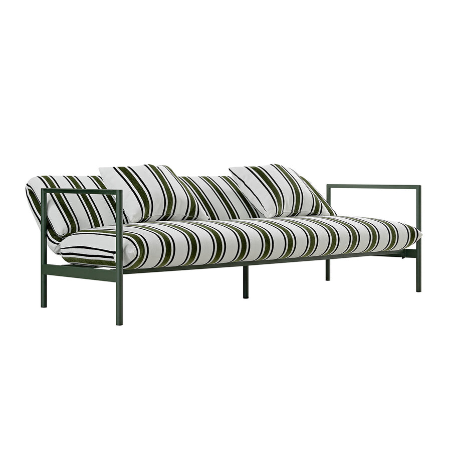 Linea Three Seater Sofa Bed, Forest Green Striped Chenille - daals