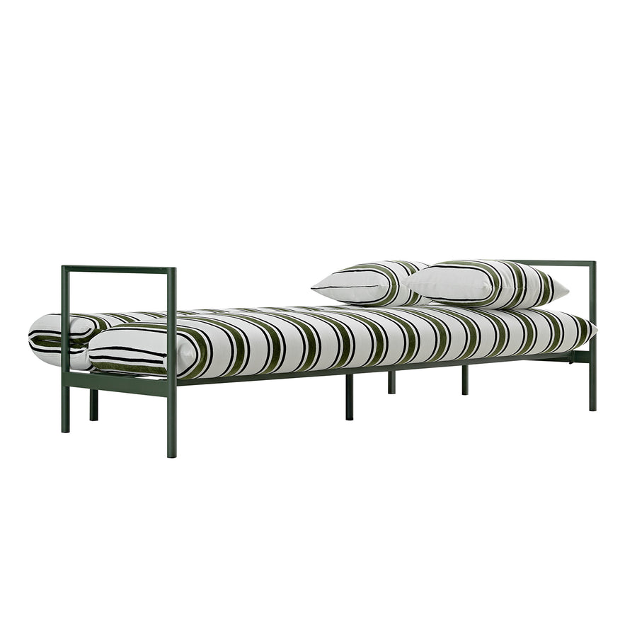 Linea Three Seater Sofa Bed, Forest Green Striped Chenille - daals