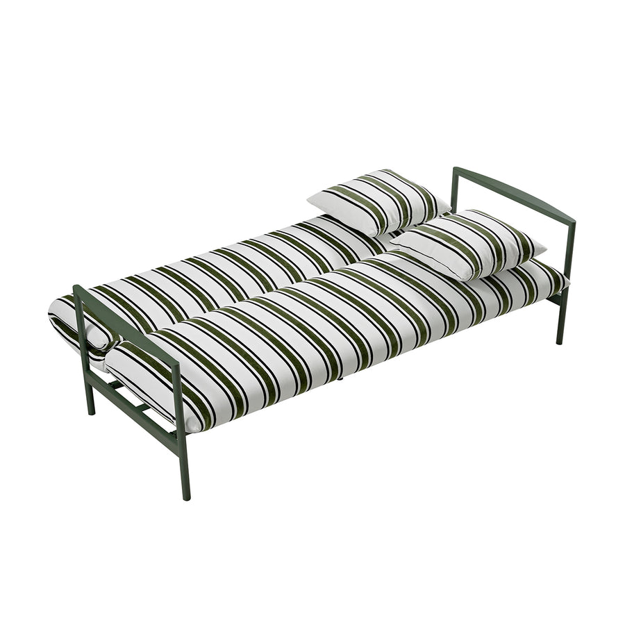 Linea Three Seater Sofa Bed, Forest Green Striped Chenille - daals