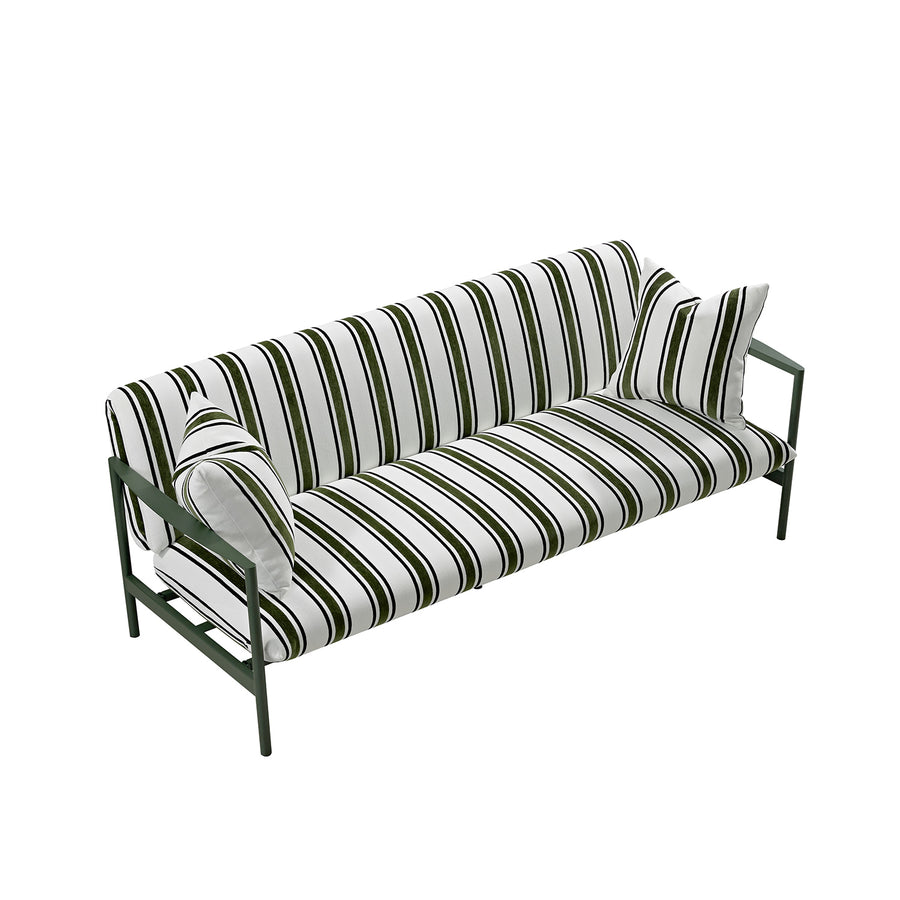 Linea Three Seater Sofa Bed, Forest Green Striped Chenille - daals