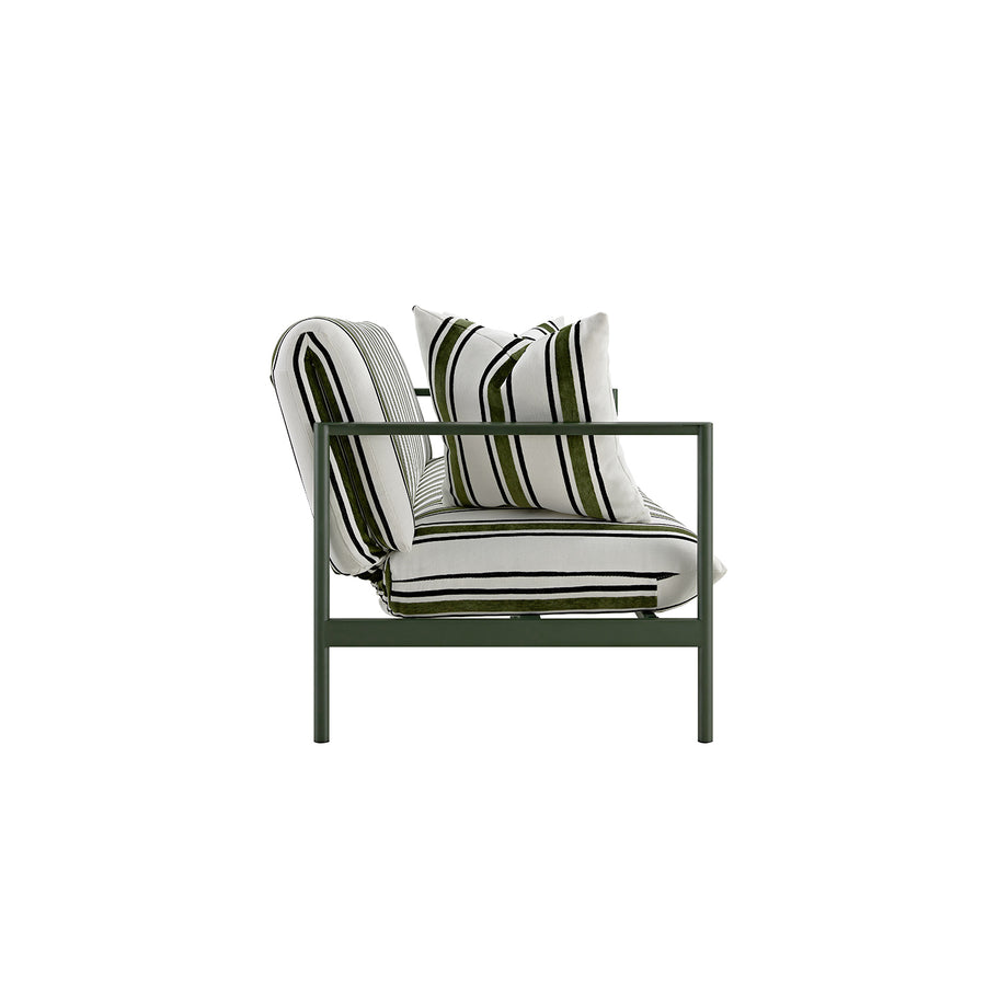 Linea Three Seater Sofa Bed, Forest Green Striped Chenille - daals