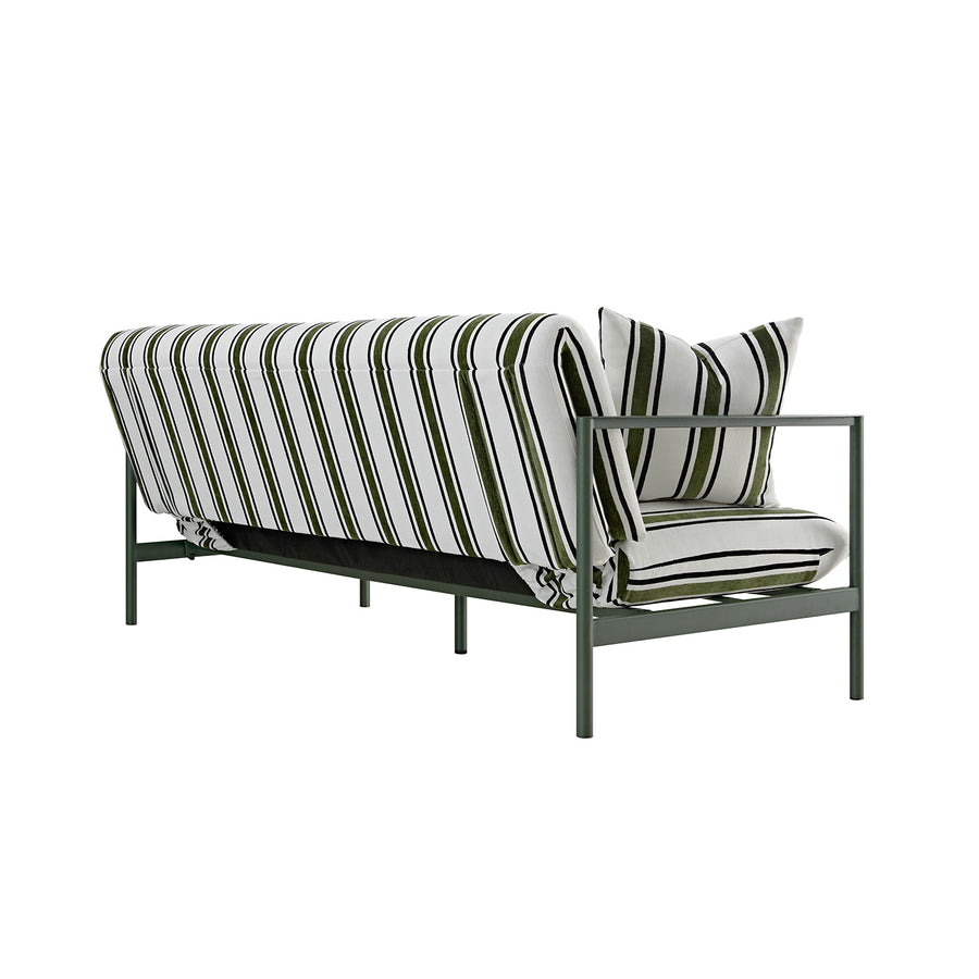 Linea Three Seater Sofa Bed, Forest Green Striped Chenille - daals