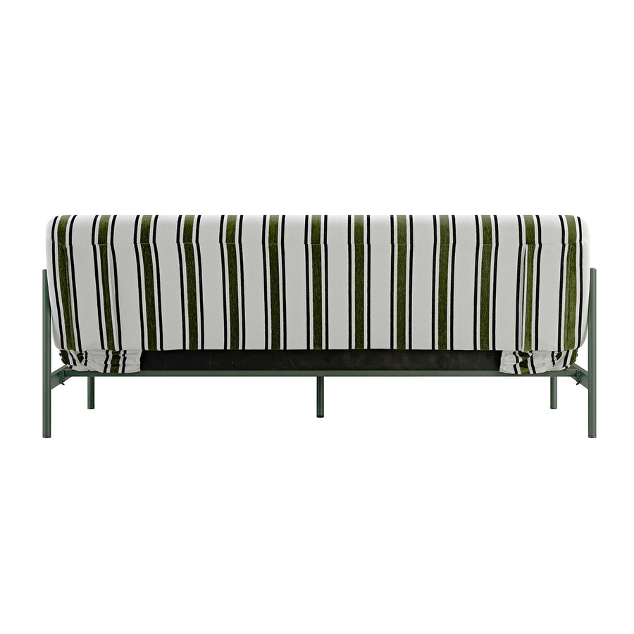 Linea Three Seater Sofa Bed, Forest Green Striped Chenille - daals