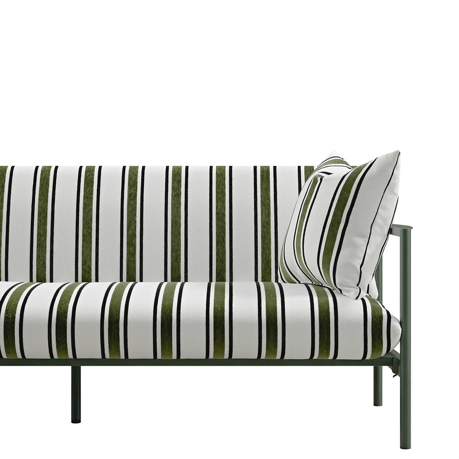 Linea Three Seater Sofa Bed, Forest Green Striped Chenille - daals