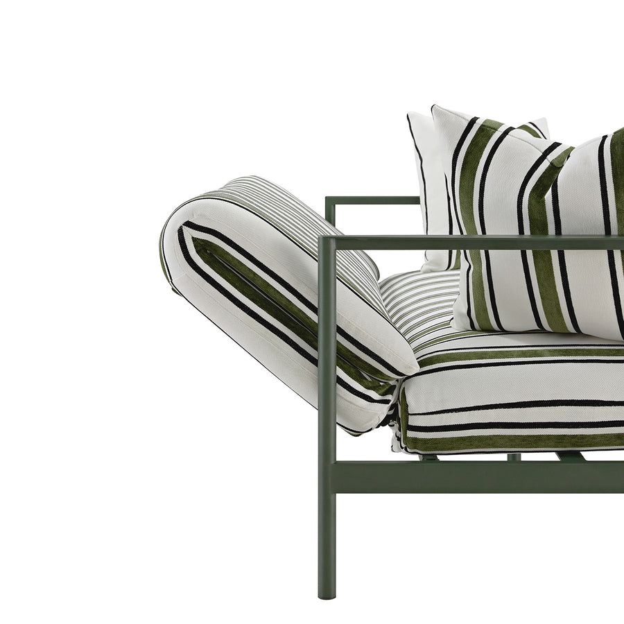 Linea Three Seater Sofa Bed, Forest Green Striped Chenille - daals