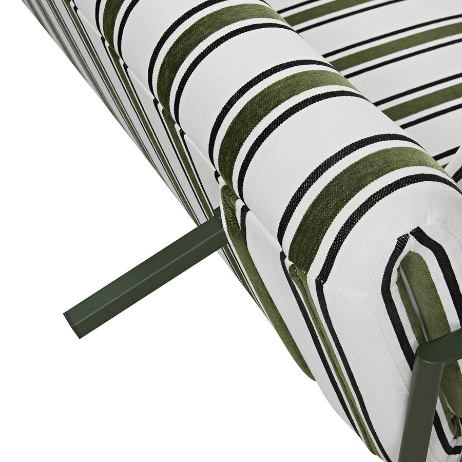 Linea Three Seater Sofa Bed, Forest Green Striped Chenille - daals