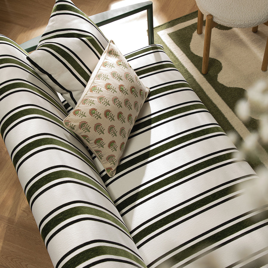 Linea Three Seater Sofa Bed, Forest Green Striped Chenille - daals