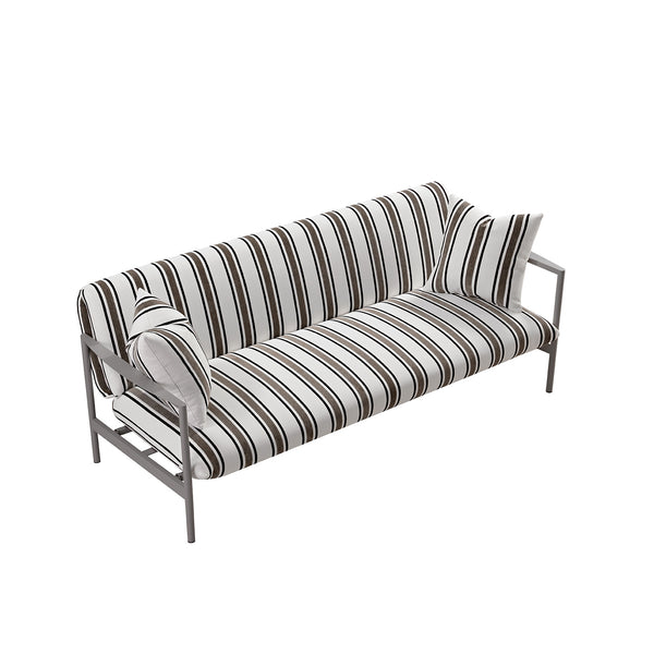 Linea Three Seater Sofa Bed, Taupe Striped Chenille