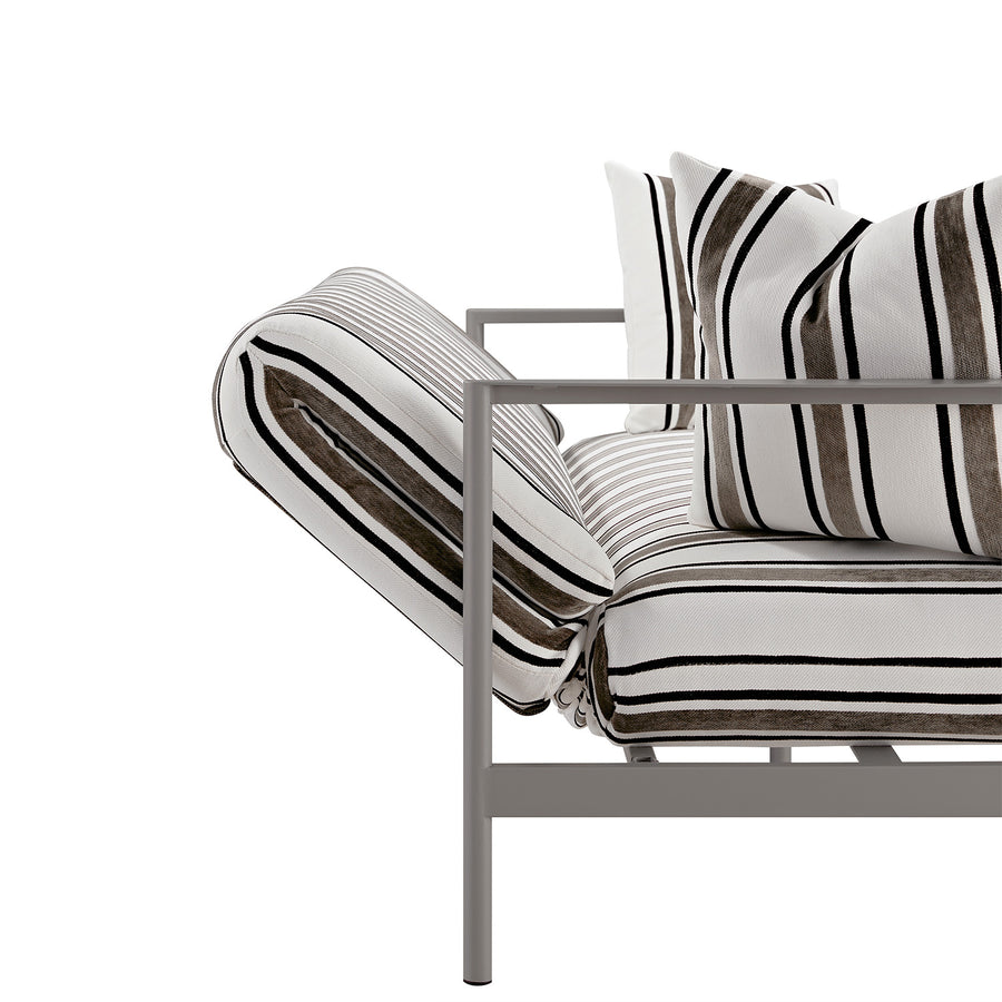 Linea Three Seater Sofa Bed, Taupe Striped Chenille